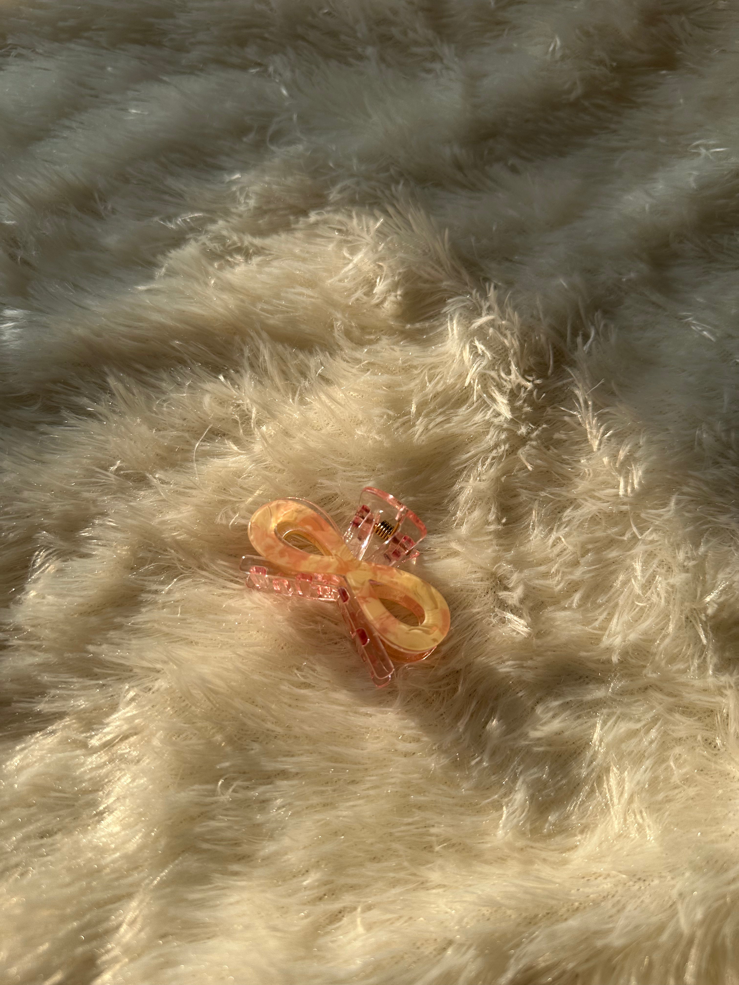 Peach Bow Small Hair Claw
