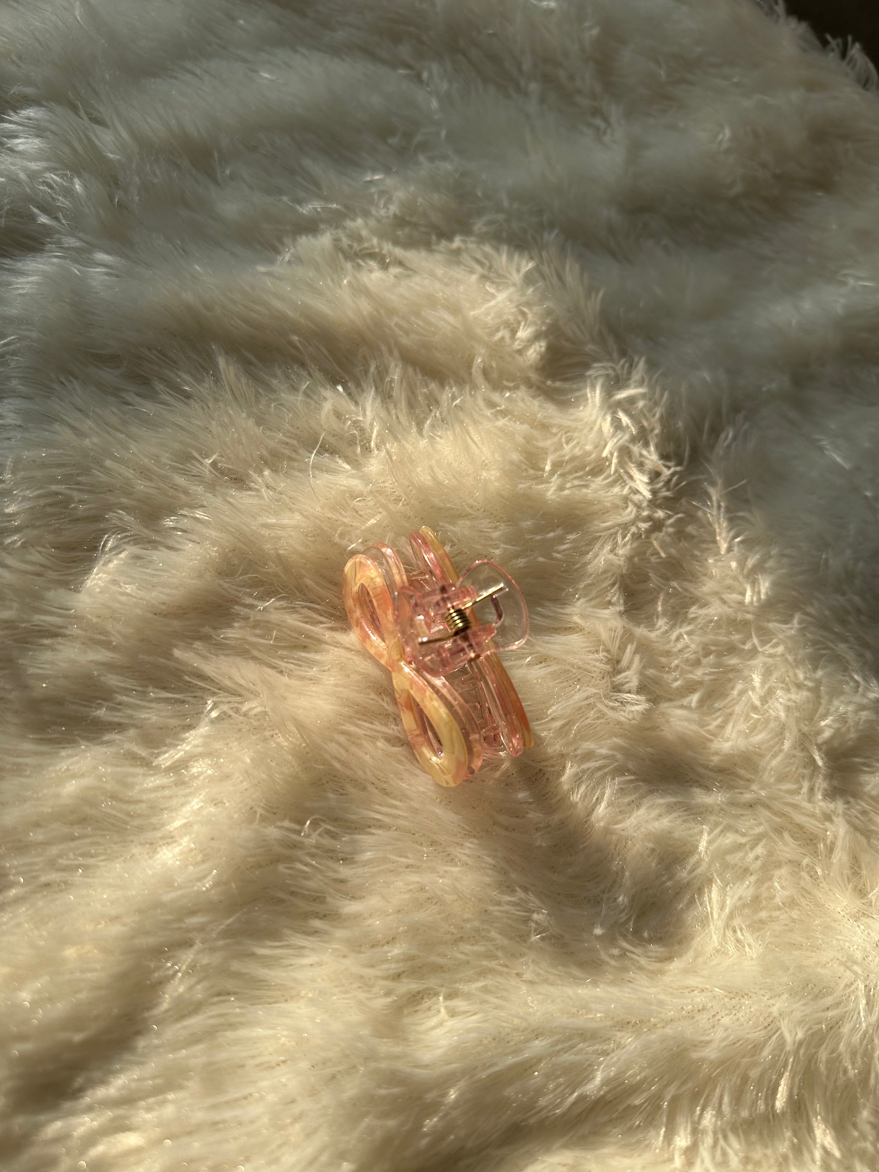 Peach Bow Small Hair Claw